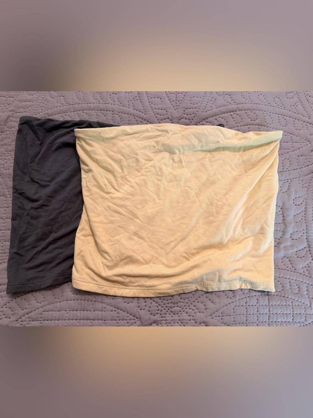 American Eagle Outfitters Pale Yellow and Olive Green Strapless Tube Tops